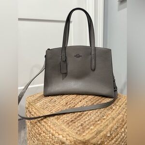 Coach tote bag Gray oxblood leather Grey tatum carryall new with tags C4077